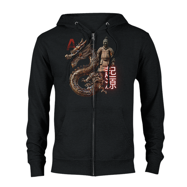 Aforawesome™ Hieroglyphs XI Unisex Zip Hoodie Ancient Black