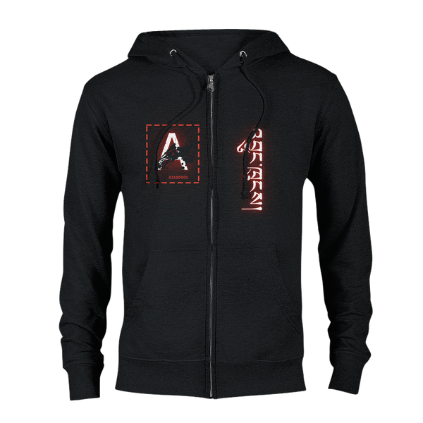 Aforawesome™ Hieroglyphs XV Unisex Zip Hoodie Pitch Black