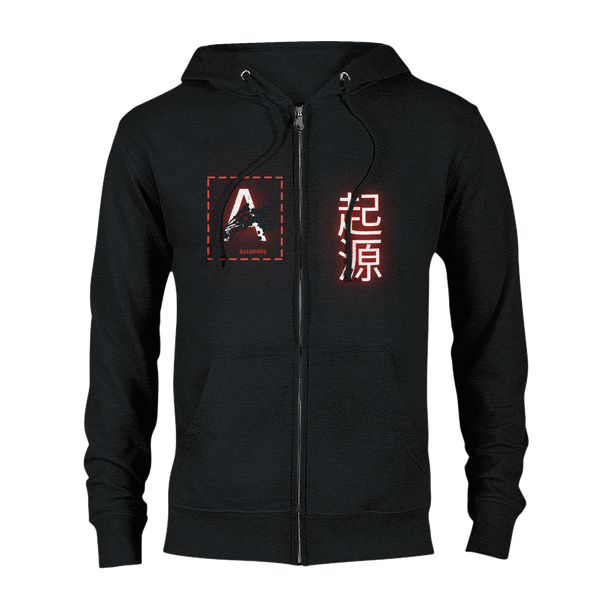 Aforawesome™ Hieroglyphs XI Unisex Zip Hoodie Pitch Black