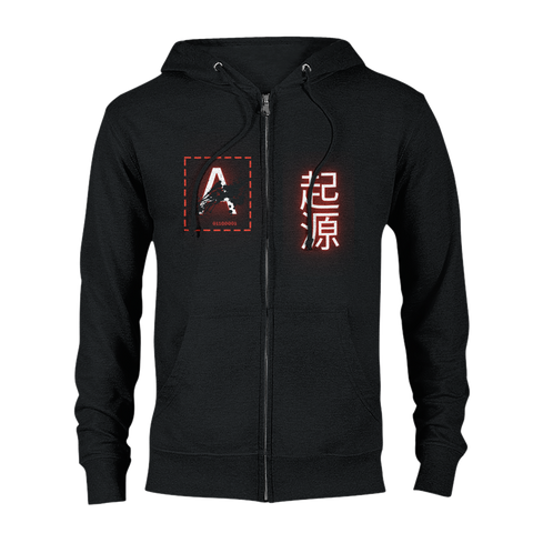 Aforawesome™ Hieroglyphs XI Unisex Zip Hoodie Pitch Black