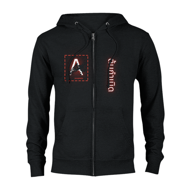 Aforawesome™ Hieroglyphs XIII Unisex Zip Hoodie Pitch Black