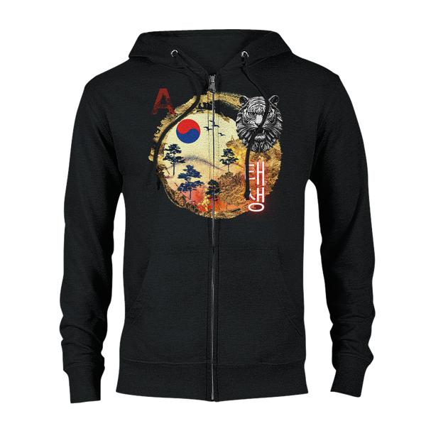 Aforawesome™ Hieroglyphs XII Unisex Zip Hoodie Earth Black